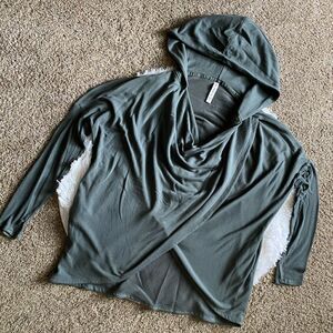 Athleta Purana Wrap Sweatshirt Hoodie Green Stretchy Womens Size Large